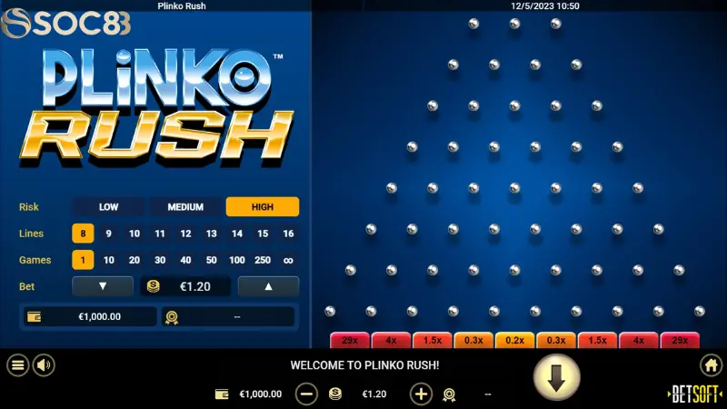 Luật chơi cơ bản của Game Plinko Soc88